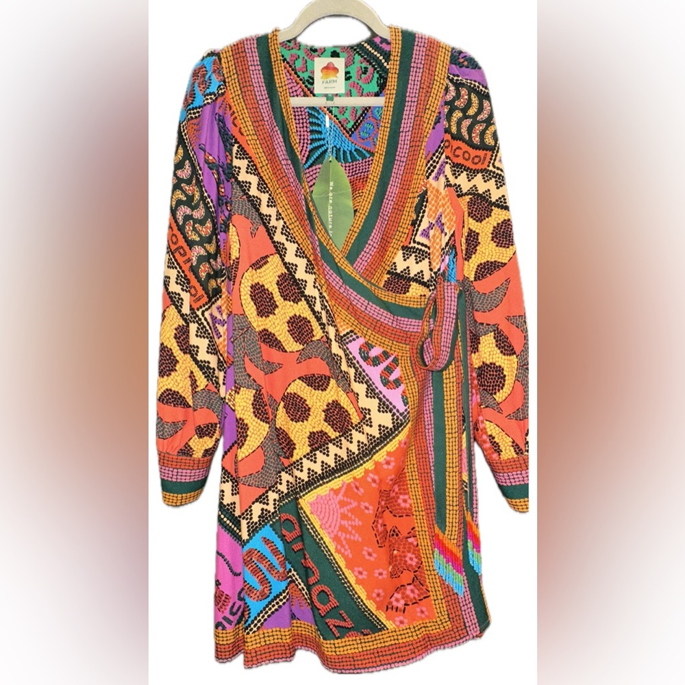 FARM Rio | Dotted Patch Scarf Mini Wrap Dress (size XS/S)